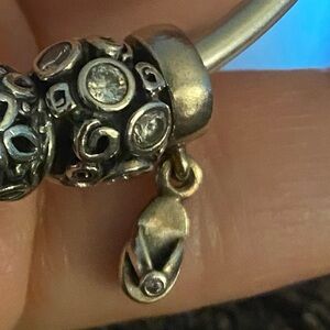 EUC Pandora charm flip fop amethyst cz 790428